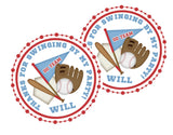 Personalized baseball sticker with sports equipment