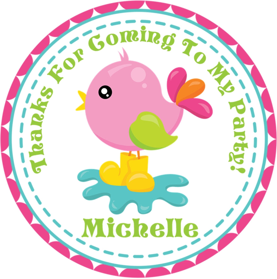 Personalized bird party favor sticker