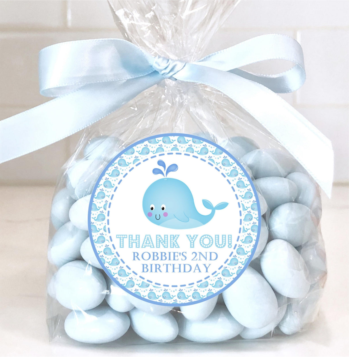 Personalized blue whale ocean theme sticker