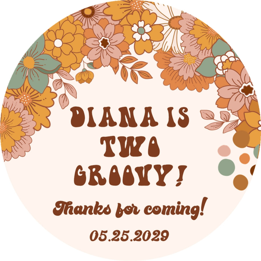 Personalized boho daisy second birthday party label