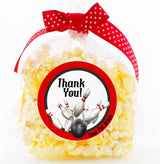 Personalized bowling strike theme sticker for birthday favors