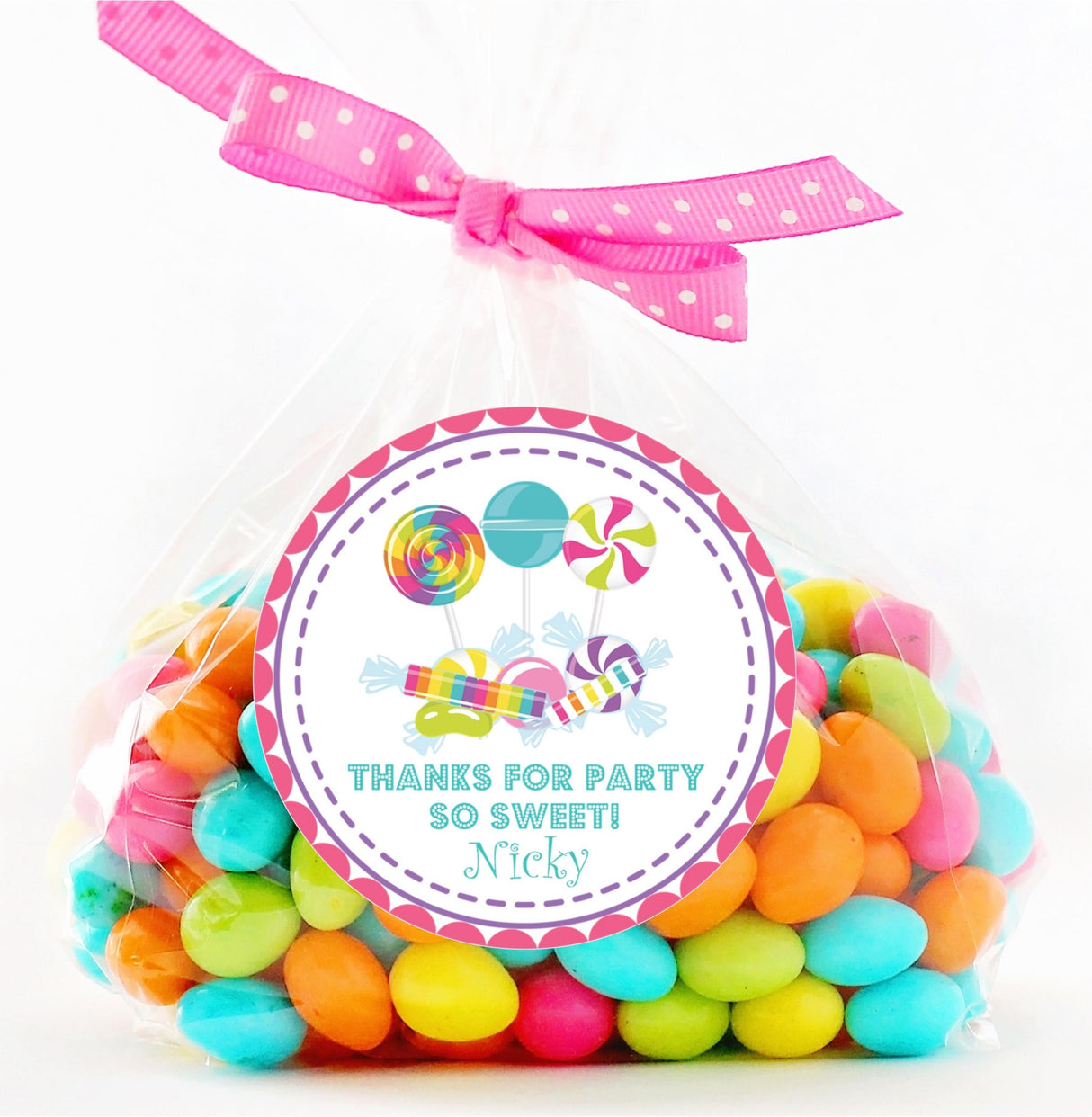 Personalized candy theme thank-you sticker