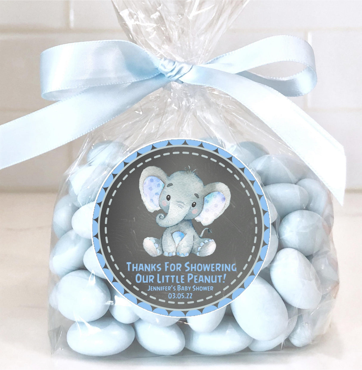 Personalized chalkboard blue elephant sticker