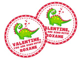 Personalized dinosaur Valentine favor label