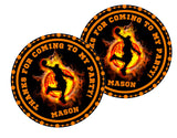 Personalized fiery basketball party favor label