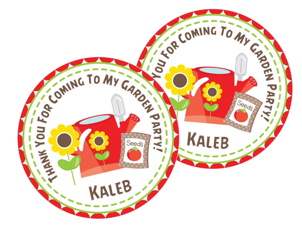 Personalized garden party sunflower favor label