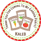 Personalized gardening party favor sticker