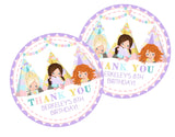 Personalized girls sleepover sticker with pastel tents