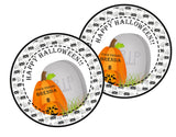 Personalized graveyard Halloween favor label with spooky tomb illustration