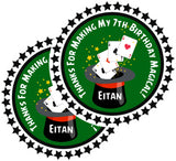 Personalized green magic party favor label