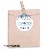 Personalized grey and blue sprinkle confetti sticker