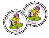 Personalized haunted house Halloween favor label for party treats