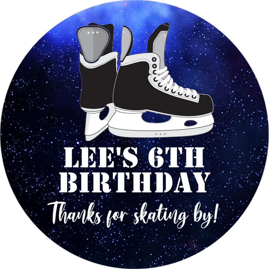 Personalized hockey party favor sticker