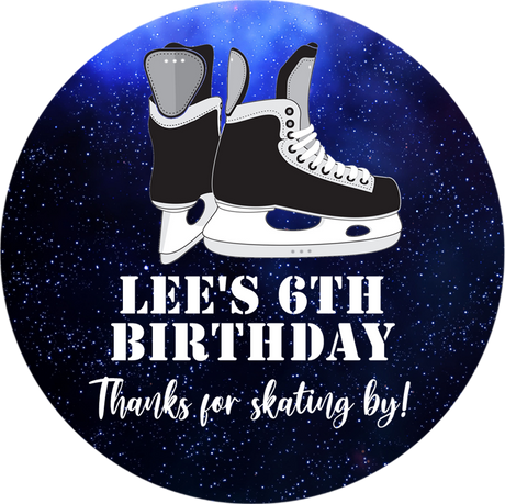 Personalized hockey party favor sticker