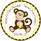 Personalized jungle monkey party favor sticker