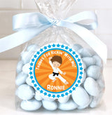 Personalized karate boy favor sticker