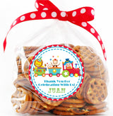 Personalized kids train theme party sticker