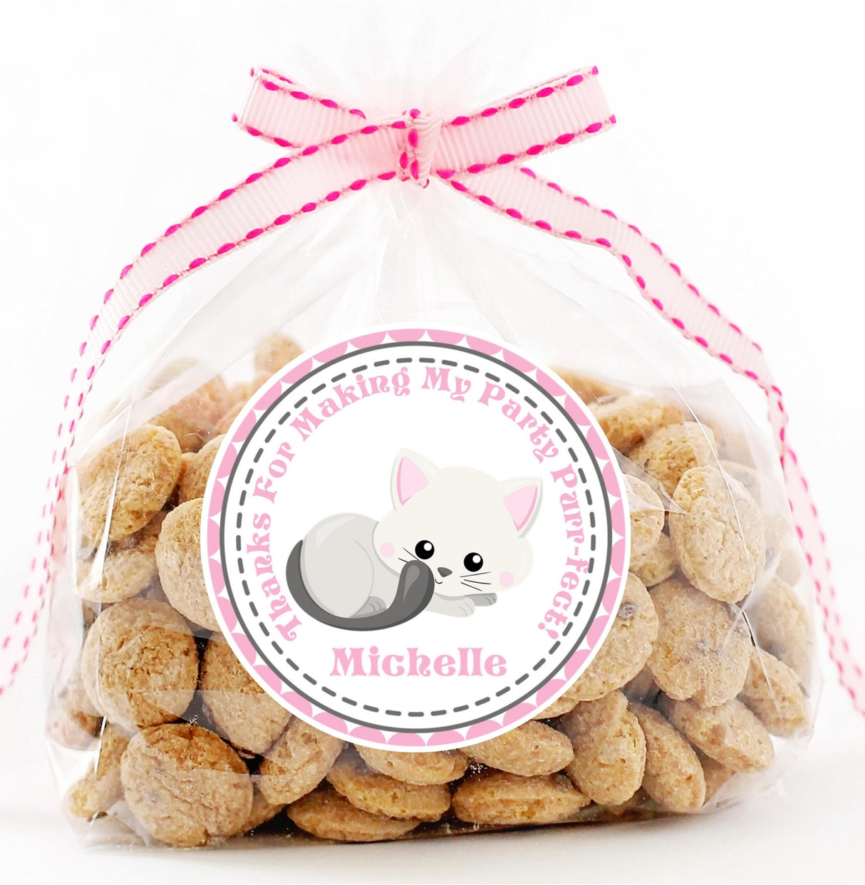 Personalized kitty birthday sticker for girls