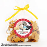 Personalized kitty birthday sticker in red and white