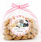 Personalized kitty birthday sticker with pastel colors