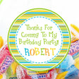 Personalized lime and blue birthday sticker