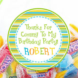 Personalized lime and blue birthday sticker