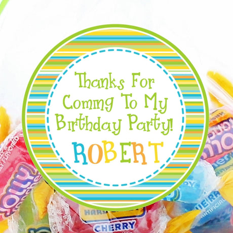 Personalized lime and blue birthday sticker