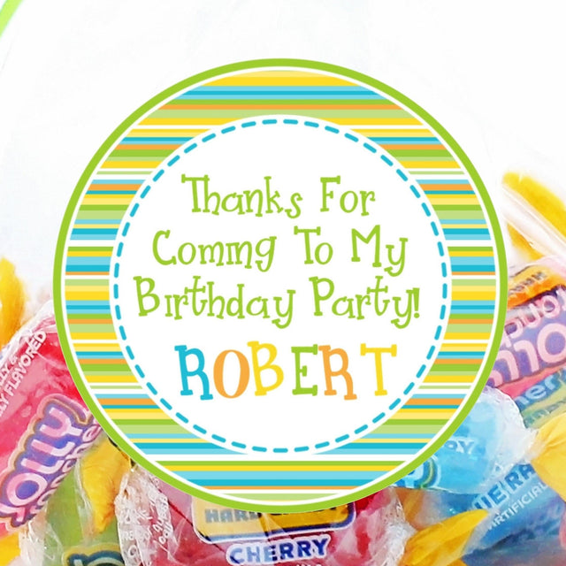 Personalized lime and blue birthday sticker