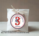 Personalized nautical kids birthday sticker with rope accent