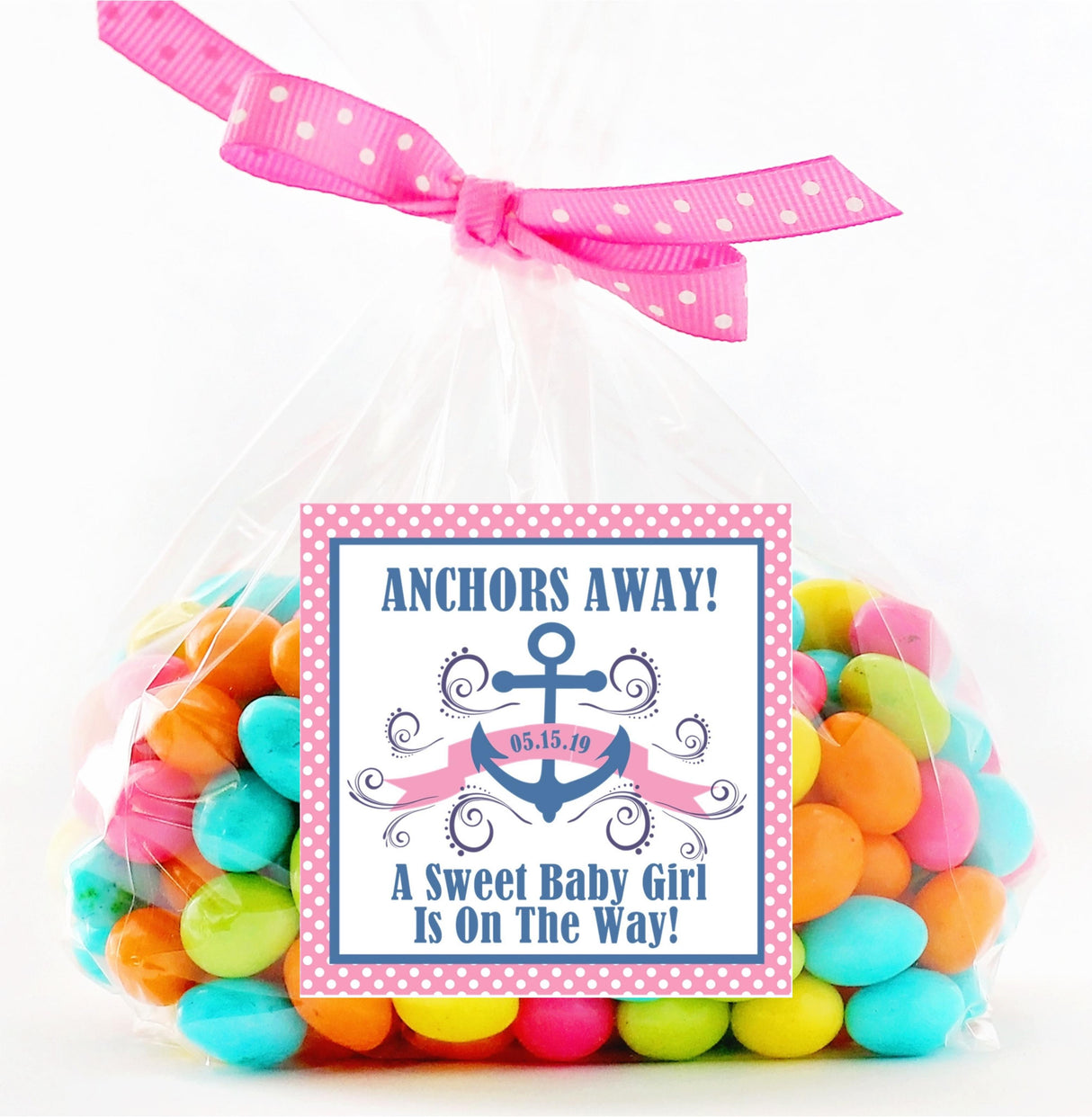 Personalized nautical pink anchor sticker
