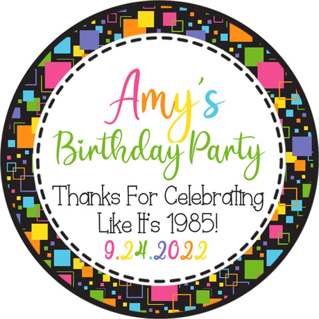 Personalized neon birthday sticker with name age and date