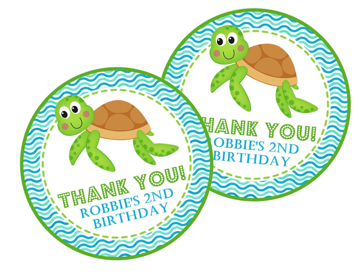 Personalized ocean turtle party favor label