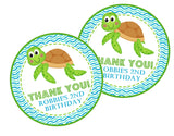 Personalized ocean turtle party favor label