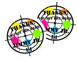 Personalized paintball party sticker with bright splatter design