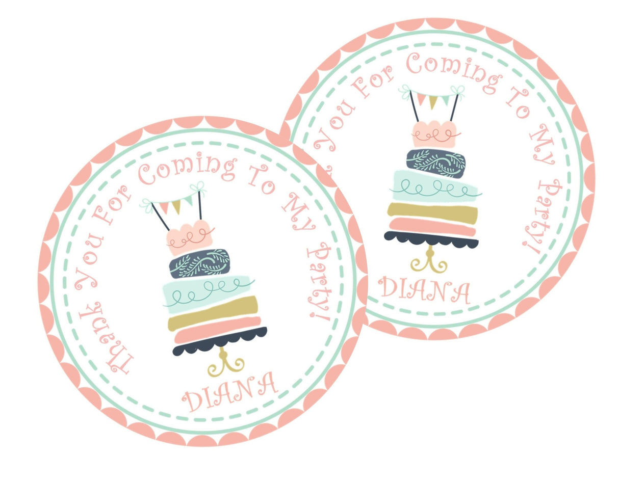 Personalized pastel cake party favor label