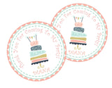Personalized pastel cake party favor label