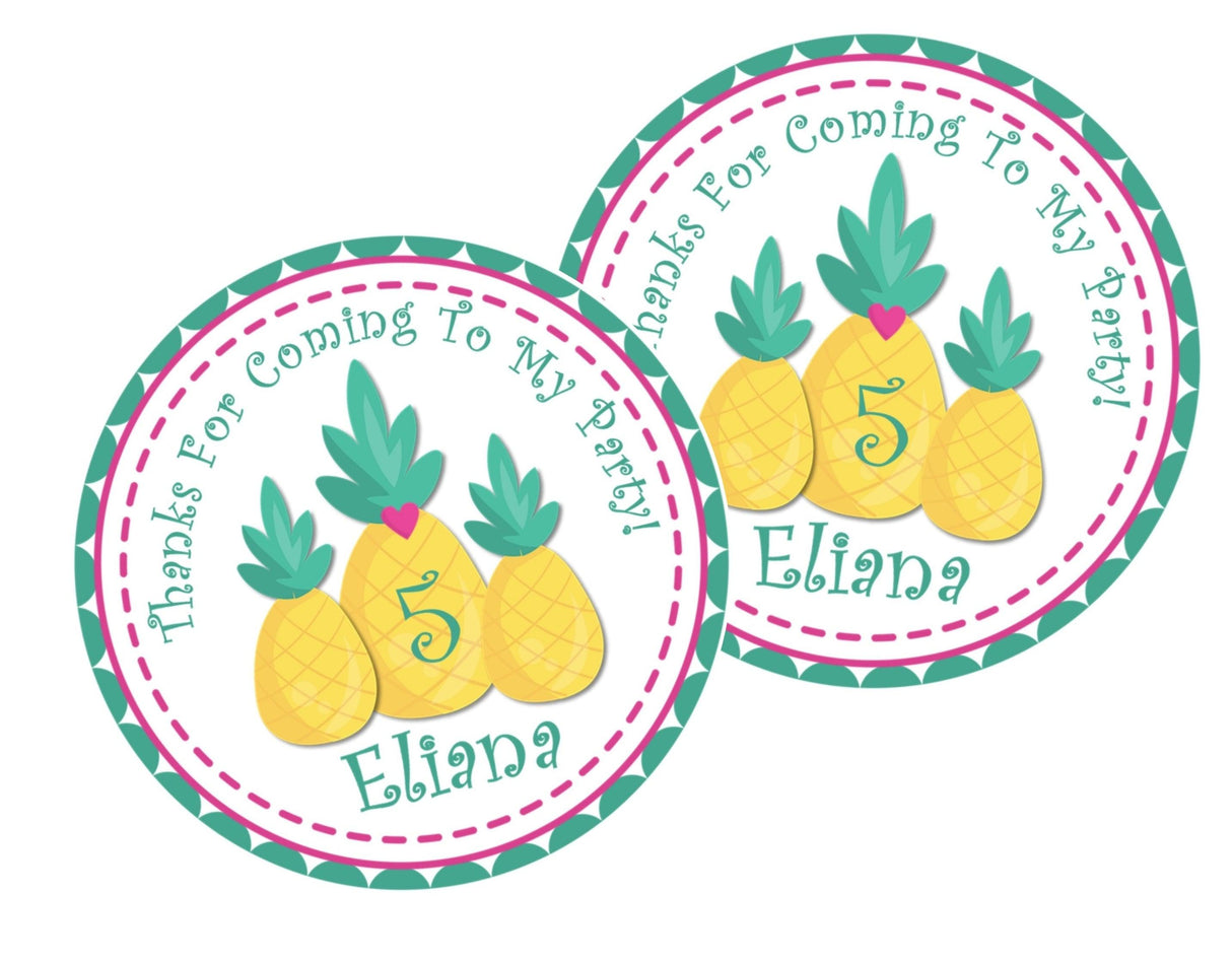 Personalized pineapple party favor label for kids