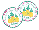 Personalized pineapple party favor label for kids