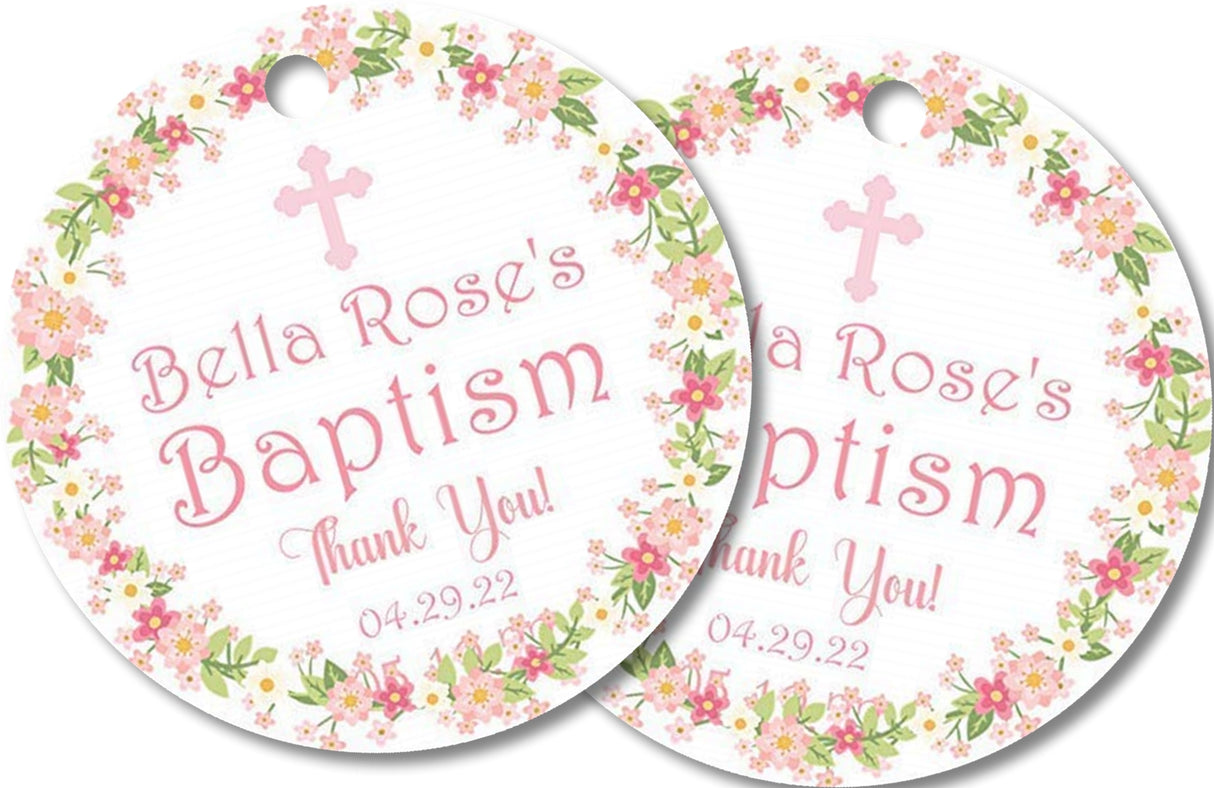 Personalized pink Baptism sticker design