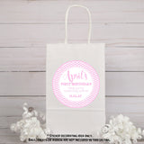 Personalized pink chevron birthday favor sticker
