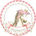 Personalized pink horse party favor sticker