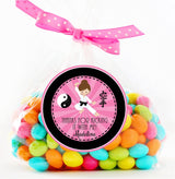 Personalized pink karate party favor label