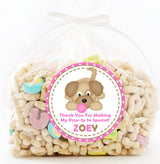 Personalized pink puppy treat bag sticker