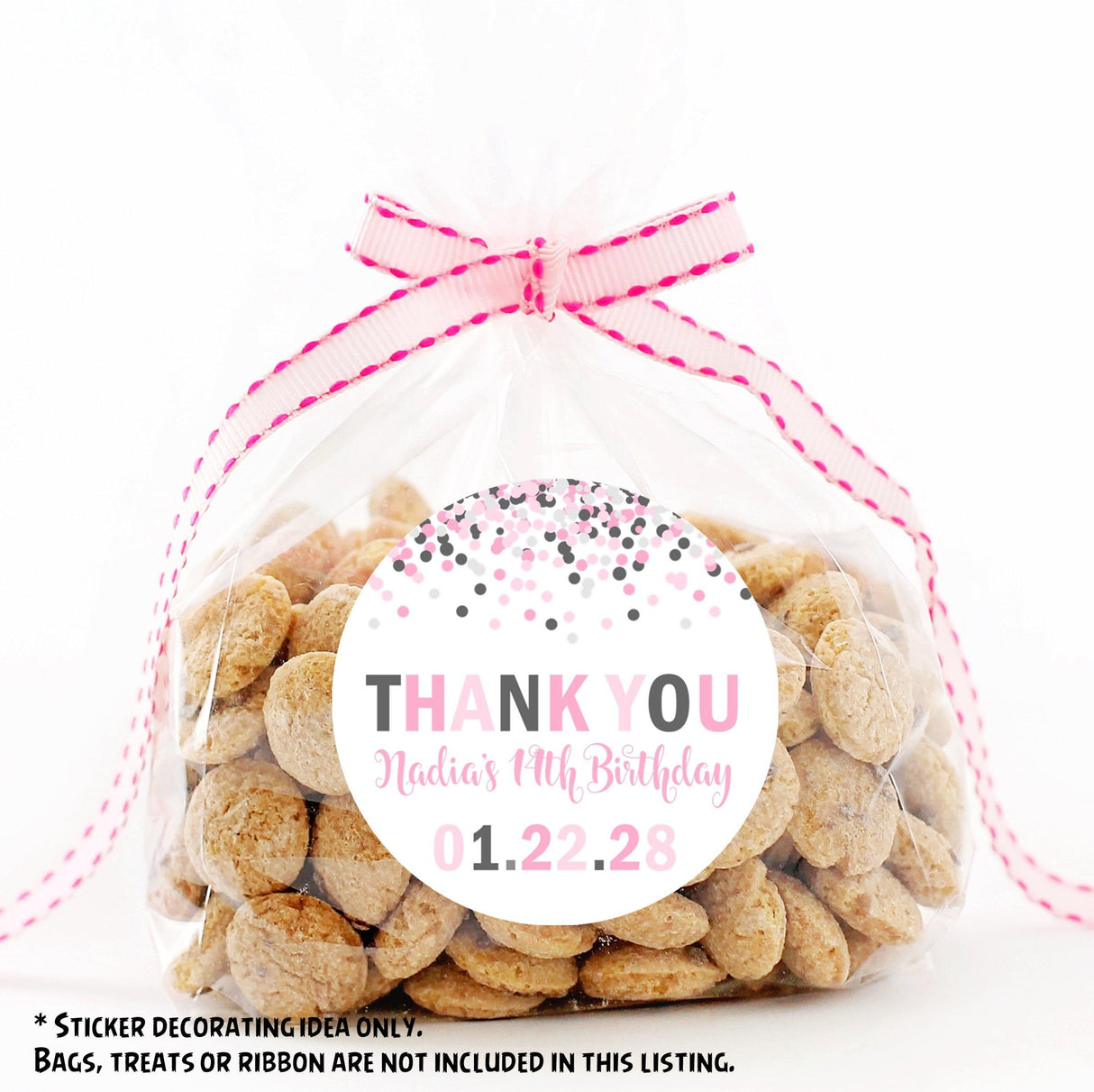 Personalized pink sprinkle confetti sticker