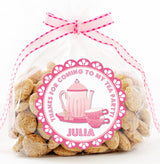 Personalized pink tea party favor label for girls