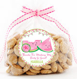 Personalized pink watermelon party favor sticker