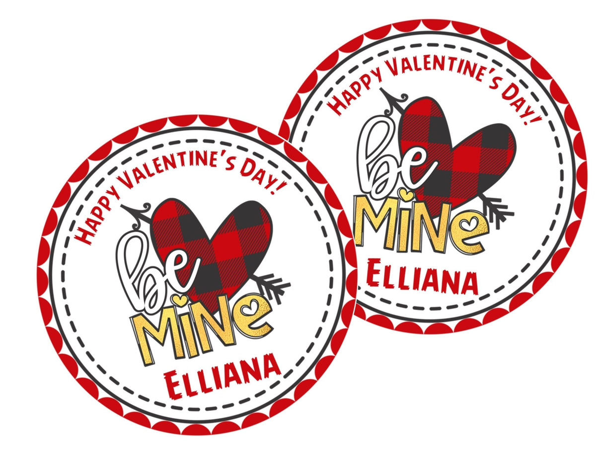 Personalized plaid Valentine label