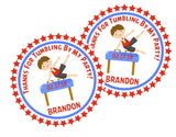 Personalized pommel horse party favor labels for boys