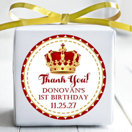 Personalized prince crown party favor label