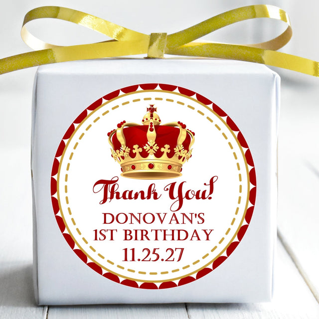 Personalized prince crown party favor label